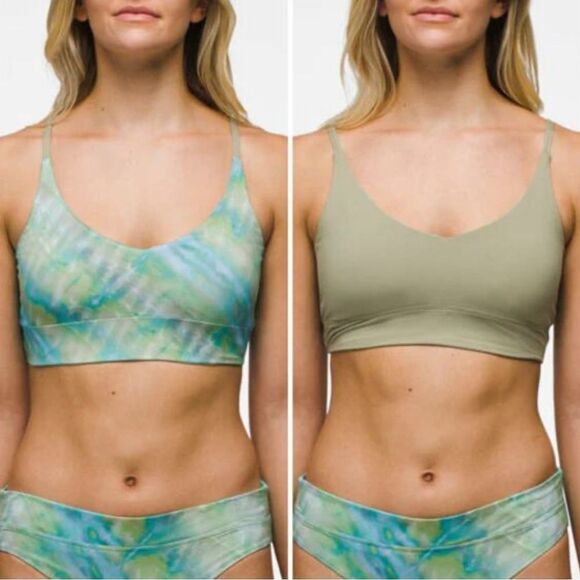 prAna Reversible Tie-Dye and Olive swim top bikini size small $70 msrp - Picture 1 of 4